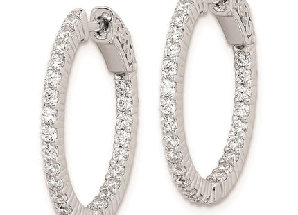 Sterling Shimmer Sterling Silver Rhodium-plated 50 Stone CZ In and Out Round Hinged Hoop Earrings (Style QE8001)