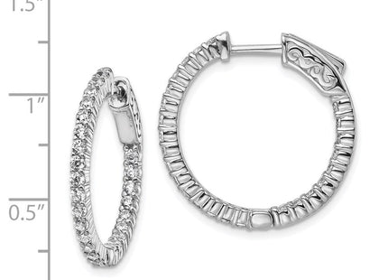 Sterling Shimmer Sterling Silver Rhodium-plated 50 Stone CZ In and Out Round Hinged Hoop Earrings (Style QE8001)