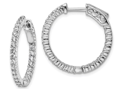 Sterling Shimmer Sterling Silver Rhodium-plated 50 Stone CZ In and Out Round Hinged Hoop Earrings (Style QE8001)