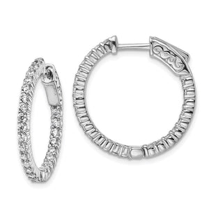 Sterling Shimmer Sterling Silver Rhodium-plated 50 Stone CZ In and Out Round Hinged Hoop Earrings (Style QE8001)