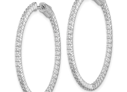 Sterling Shimmer Sterling Silver Rhodium-plated 100 Stone CZ In and Out Round Hinged Hoop Earrings, 36.2 x 35.7mm