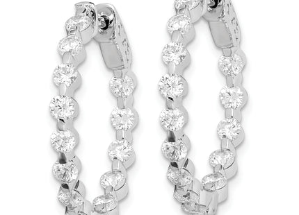 Sterling Shimmer Sterling Silver Rhodium-plated 28 Stone CZ In and Out Round Hinged Hoop Earrings