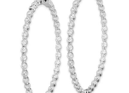 Sterling Shimmer Sterling Silver Rhodium-plated 78 Stone CZ In and Out Round Hinged Hoop Earrings, 50.5 x 49.5mm