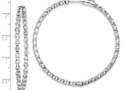 Sterling Shimmer Sterling Silver Rhodium-plated 78 Stone CZ In and Out Round Hinged Hoop Earrings, 50.5 x 49.5mm
