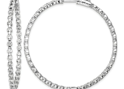 Sterling Shimmer Sterling Silver Rhodium-plated 78 Stone CZ In and Out Round Hinged Hoop Earrings, 50.5 x 49.5mm
