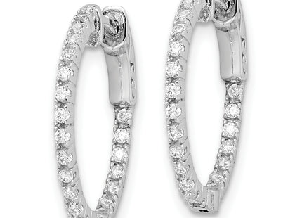 Sterling Shimmer Sterling Silver Rhodium-plated 42 Stone CZ In and Out Round Hinged Hoop Earrings