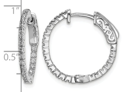 Sterling Shimmer Sterling Silver Rhodium-plated 42 Stone CZ In and Out Round Hinged Hoop Earrings