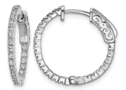 Sterling Shimmer Sterling Silver Rhodium-plated 42 Stone CZ In and Out Round Hinged Hoop Earrings