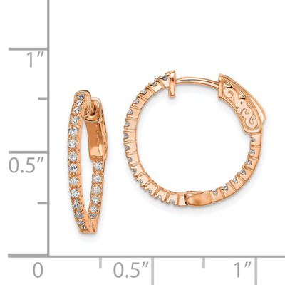 Sterling Shimmer Sterling Silver Rose-tone Rose Gold-plated 42 Stone CZ In and Out Round Hinged Hoop Earrings
