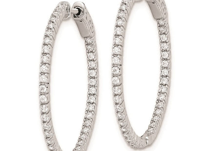 Sterling Shimmer Sterling Silver Rhodium-plated 80 Stone CZ In and Out Round Hinged Hoop Earrings (Style QE8020)