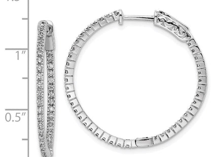 Sterling Shimmer Sterling Silver Rhodium-plated 80 Stone CZ In and Out Round Hinged Hoop Earrings (Style QE8020)