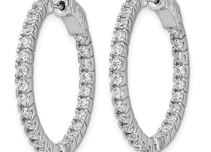 Sterling Shimmer Sterling Silver Rhodium-plated 50 Stone CZ In and Out Round Hinged Hoop Earrings (Style QE8027)