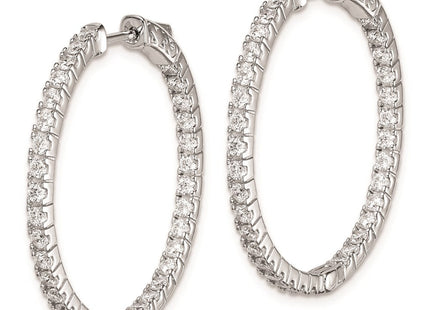 Sterling silver cubic zirconia hoop earrings, alternate view