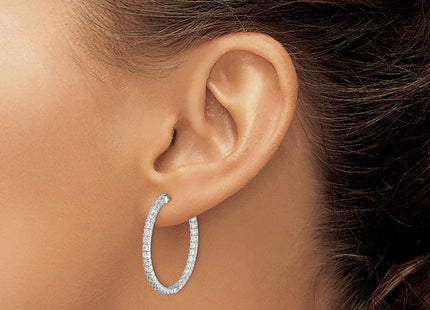 Sterling silver cubic zirconia hoop earrings, another view