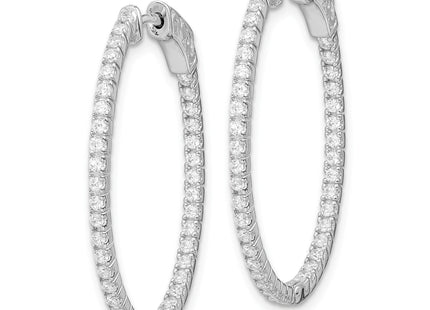 Sterling Shimmer Sterling Silver Rhodium-plated 78 Stone CZ In and Out Oval Hinged Hoop Earrings