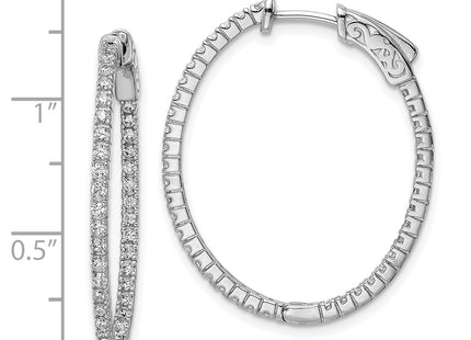 Sterling Shimmer Sterling Silver Rhodium-plated 78 Stone CZ In and Out Oval Hinged Hoop Earrings
