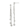 Sterling Silver Polished Graduated Beaded Chain Post Dangle Earrings