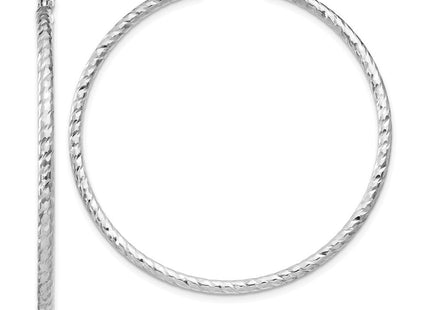 Sterling Silver Rhodium Plated Diamond Cut Hoop Earrings (Style QE8080)
