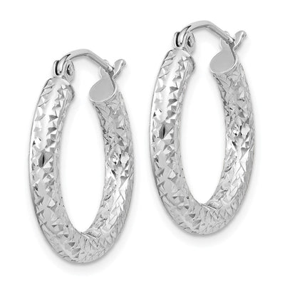 Sterling Silver Rhodium-plated D/C Hoop Earrings, 20 x 3mm