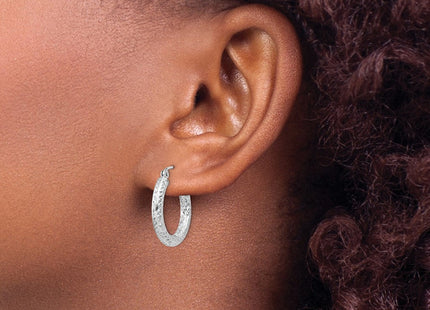 Sterling Silver Rhodium-plated D/C Hoop Earrings (Style QE8086)