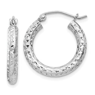 Sterling Silver Rhodium-plated D/C Hoop Earrings (Style QE8086)