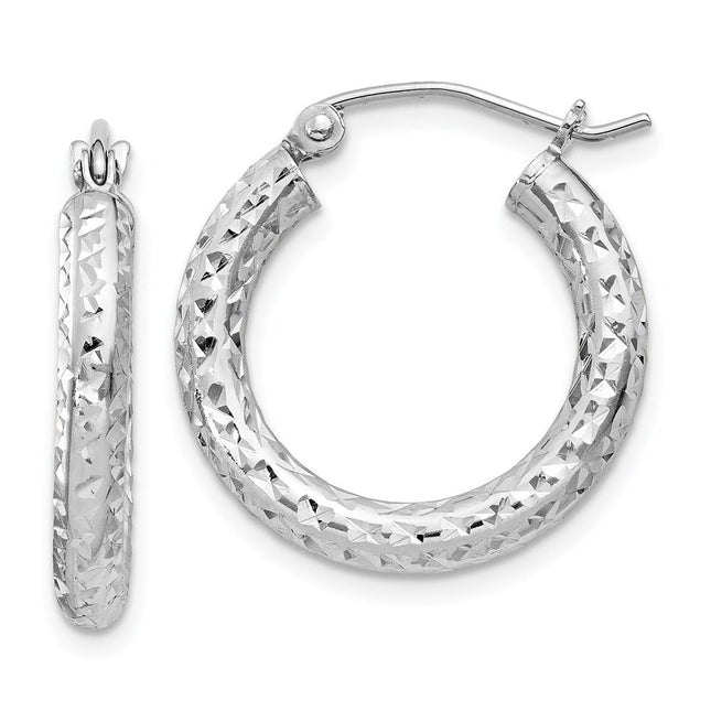 Sterling Silver Rhodium-plated D/C Hoop Earrings, 20 x 3mm
