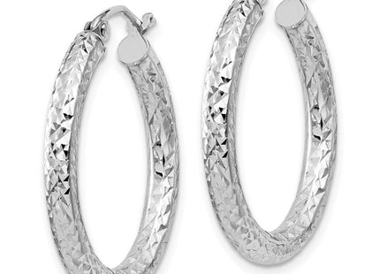 Sterling Silver Rhodium-plated D/C Hoop Earrings (Style QE8087)