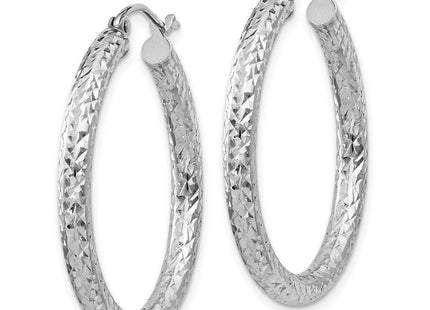 Sterling Silver Rhodium-plated D/C Hoop Earrings (Style QE8088)