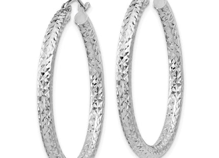 Sterling Silver Rhodium-plated D/C Hoop Earrings (Style QE8089)