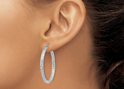 Sterling Silver Rhodium-plated D/C Hoop Earrings (Style QE8089)