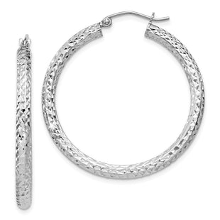 Sterling Silver Rhodium-plated D/C Hoop Earrings (Style QE8089)