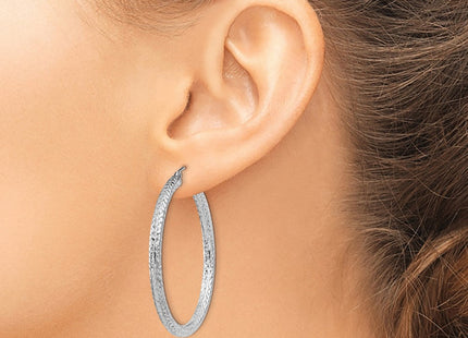 Sterling Silver Rhodium-plated D/C Hoop Earrings (Style QE8090)