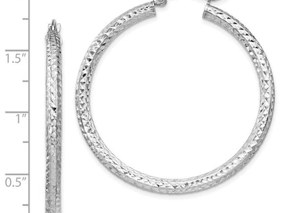 Sterling Silver Rhodium-plated D/C Hoop Earrings (Style QE8090)