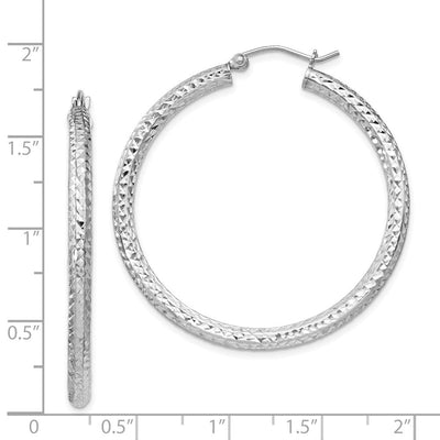 Sterling Silver Rhodium-plated D/C Hoop Earrings, 40 x 3mm
