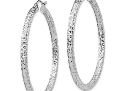 Sterling Silver Rhodium-plated D/C Hoop Earrings (Style QE8091)