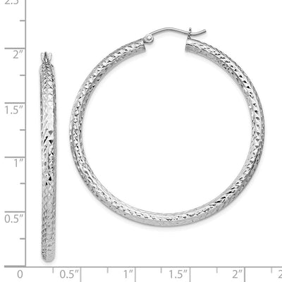 Sterling Silver Rhodium-plated D/C Hoop Earrings, 45 x 3mm