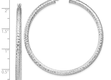 Sterling Silver Rhodium-plated D/C Hoop Earrings (Style QE8092)