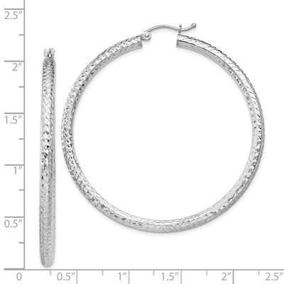 Sterling Silver Rhodium-plated D/C Hoop Earrings, 50 x 3mm