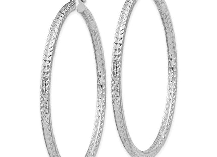 Sterling Silver Rhodium-plated D/C Hoop Earrings (Style QE8093)