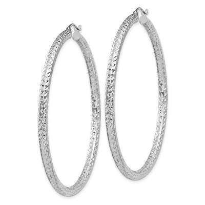 Sterling Silver Rhodium-plated D/C Hoop Earrings, 55 x 3mm