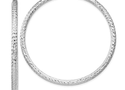 Sterling Silver Rhodium-plated D/C Hoop Earrings (Style QE8093)