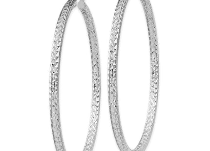 Sterling Silver Rhodium-plated D/C Hoop Earrings (Style QE8094)