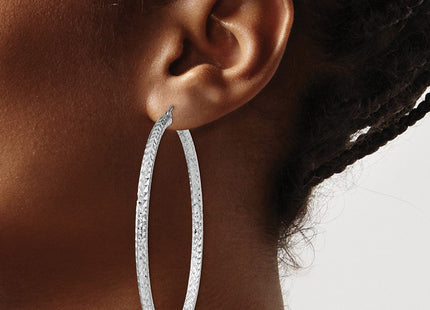 Sterling Silver Rhodium-plated D/C Hoop Earrings (Style QE8094)