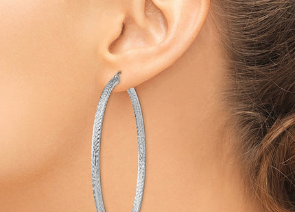Sterling Silver Rhodium-plated D/C Hoop Earrings (Style QE8095)