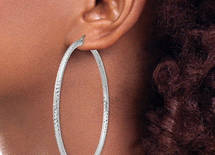 Sterling Silver Rhodium-plated D/C Hoop Earrings (Style QE8096)