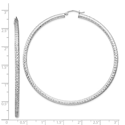 Sterling Silver Rhodium-plated D/C Hoop Earrings, 70 x 3mm