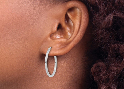 Sterling Silver Rhodium-plated 1. Hoop Earrings