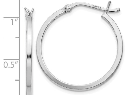 Sterling Silver Rhodium-plated 1. Hoop Earrings