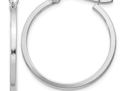Sterling Silver Rhodium-plated 1. Hoop Earrings