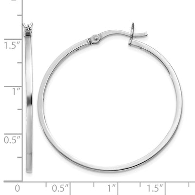Sterling Silver Rhodium-plated Hoop Earrings, 35 x 1.5mm